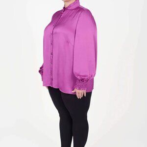 NWT MAYES NYC Torie Ruffle Collar Blouse In Berry Women's Size 18